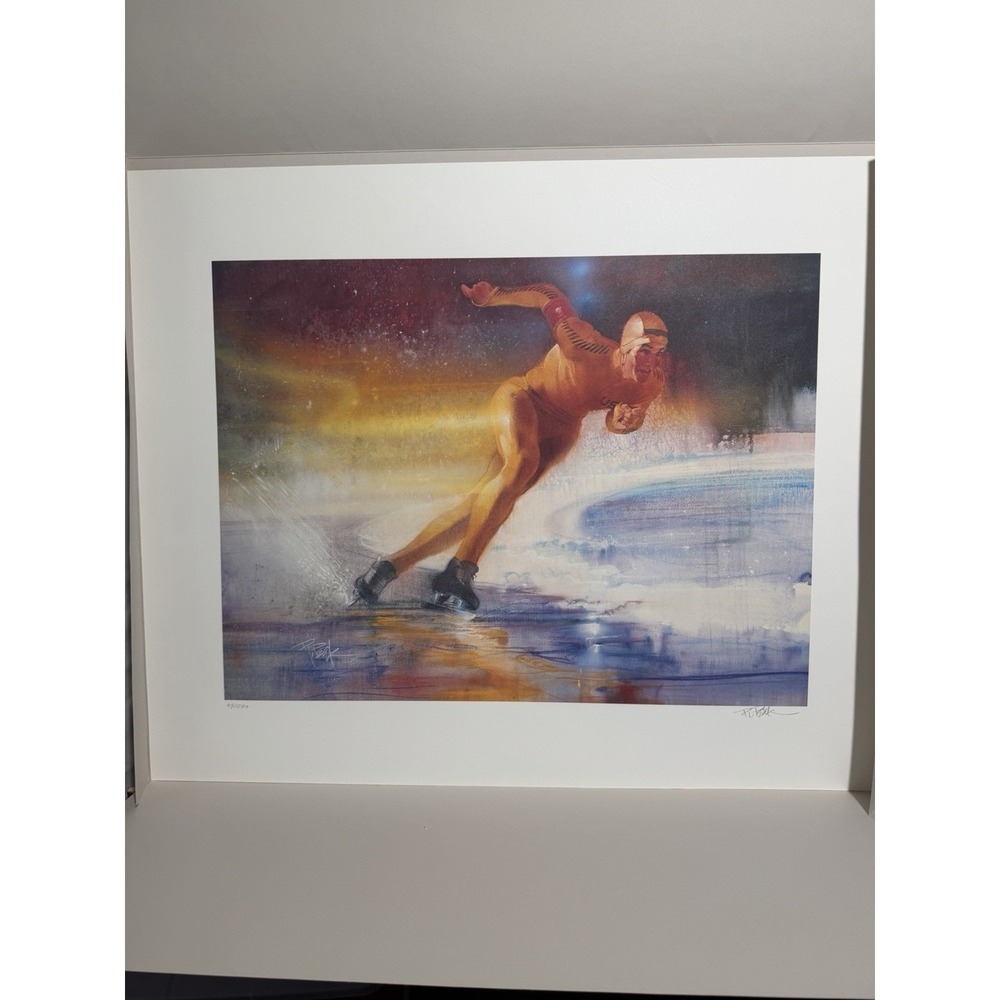 VTG Limited edition lithograph, Speed Skating, 1983 Olympics, Robert Peak 99/550